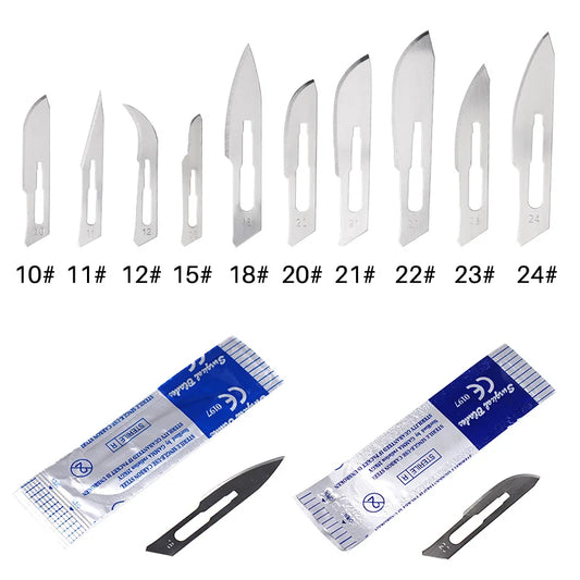 100PCS Dental Surgical Scalpel Sterilized Blades Disposable Carbon Steel Medical Surgery Knife Stainless Steel