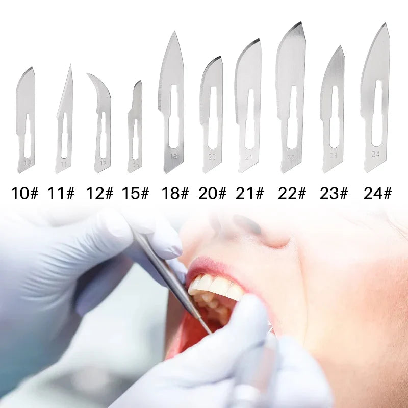 100PCS Dental Surgical Scalpel Sterilized Blades Disposable Carbon Steel Medical Surgery Knife Stainless Steel