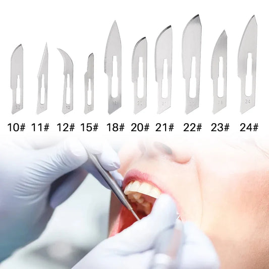 100PCS Dental Surgical Scalpel Sterilized Blades Disposable Carbon Steel Medical Surgery Knife Stainless Steel