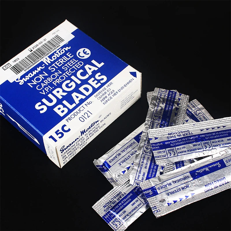 Swann Morton 15C 11 15 11P 10 20 10A 12 21 22 23 18 Carbon Steel Scalpel Surgical Blade 100Pcs For DIY Repair