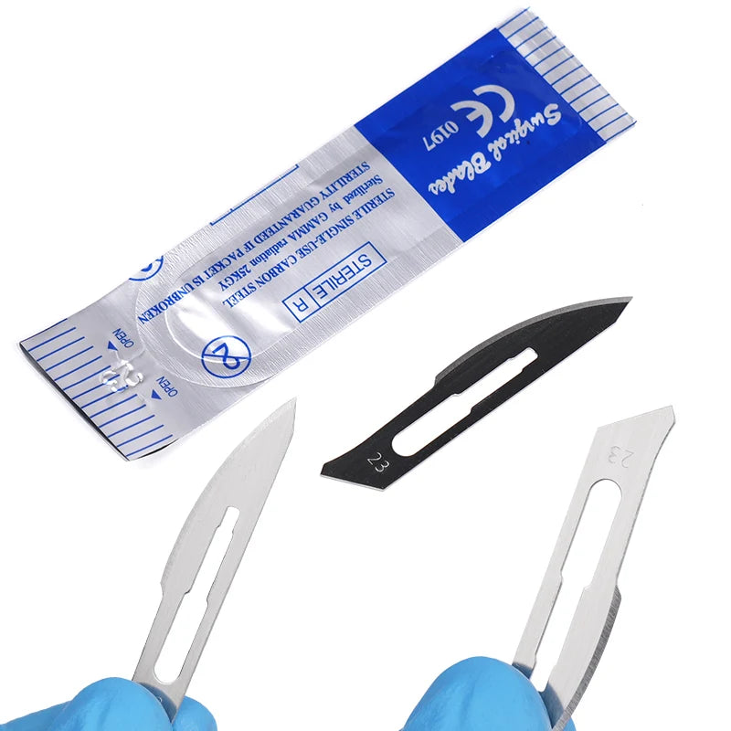 100PCS Dental Surgical Scalpel Sterilized Blades Disposable Carbon Steel Medical Surgery Knife Stainless Steel