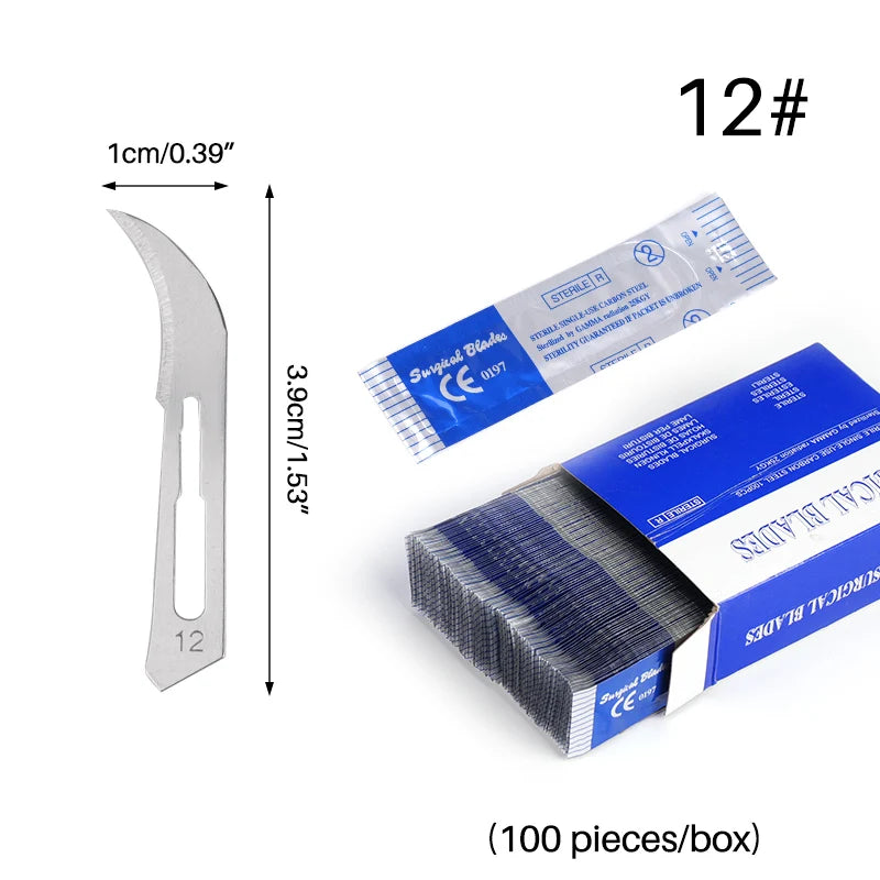 100PCS Dental Surgical Scalpel Sterilized Blades Disposable Carbon Steel Medical Surgery Knife Stainless Steel