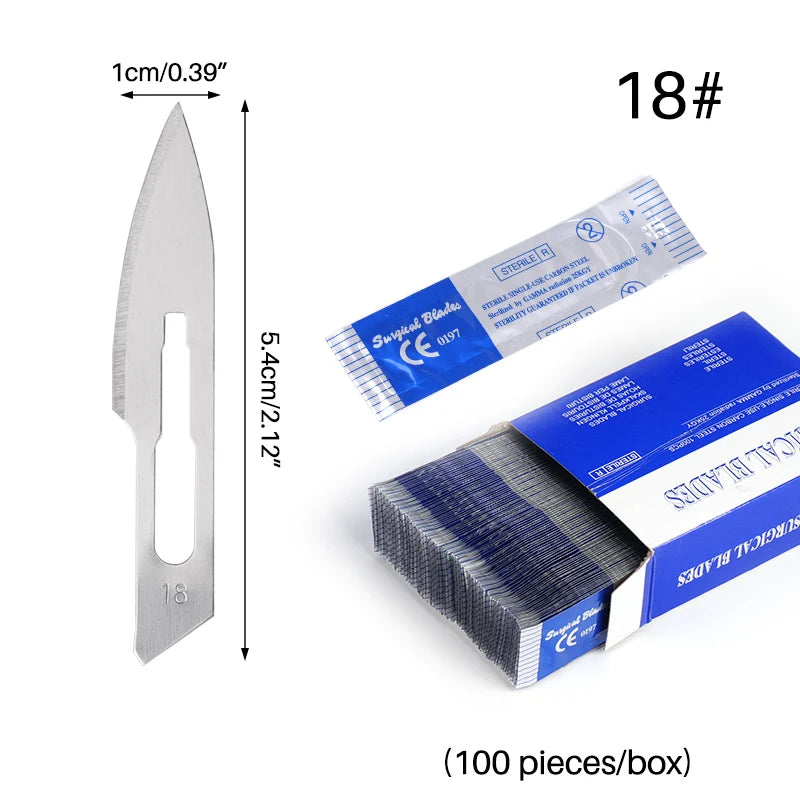100PCS Dental Surgical Scalpel Sterilized Blades Disposable Carbon Steel Medical Surgery Knife Stainless Steel